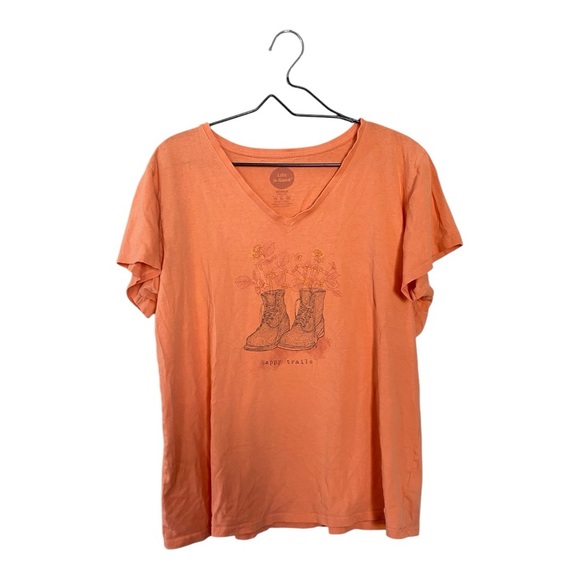 Life is Good Orange Hiking Graphic T Shirt Women’s Size XL Classic Fit Tee - Picture 1 of 8